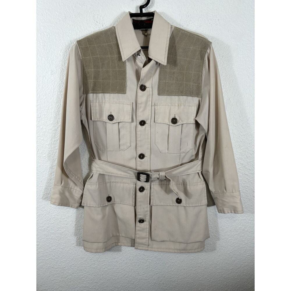 10-X Sport Clothing Shirt Mens Size 38 Beige Safari‎ Long Sleeve Pockets *Spots